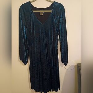 Taylor Women's Teal Long Sleeve Baby Doll Dress Sz 12